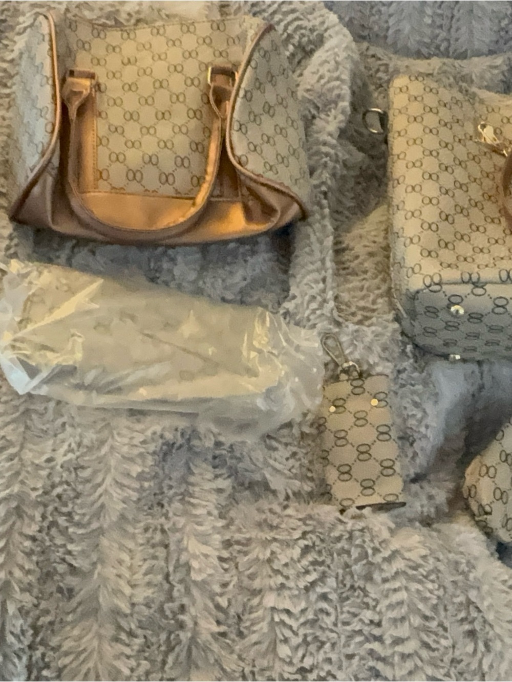Women's Beige Monogram Satchel Bag